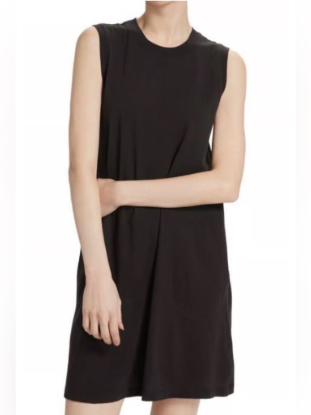 ATM Anthony Thomas Melillo Black Sleeveless Cotton Jersey Mini Shift Dress, Sz M